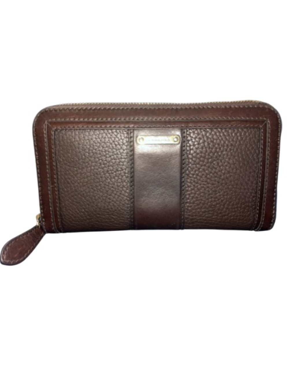 Burberry Grained Leather Continental Zip-Around Wallet - Dark Brown, GUC